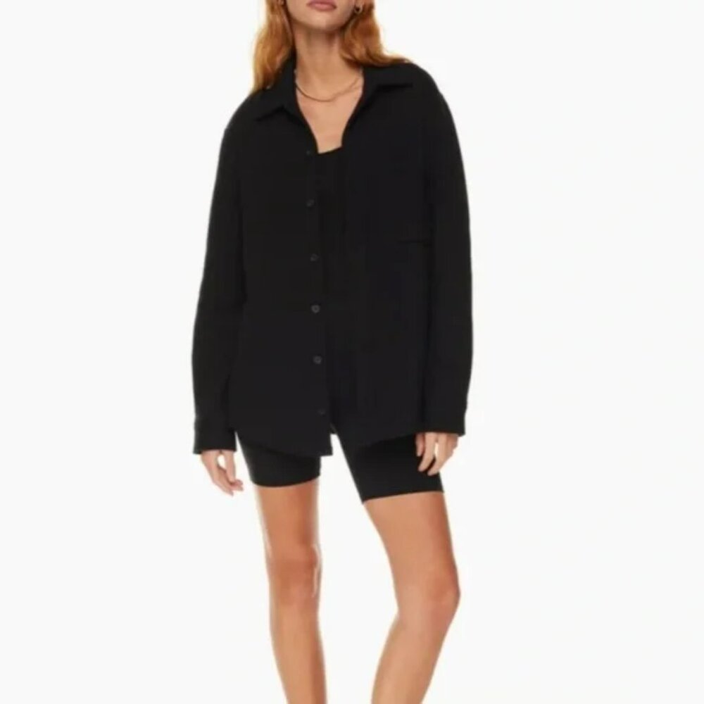 Aritzia TNA Polar Fleece Shirt Jacket, size M, black